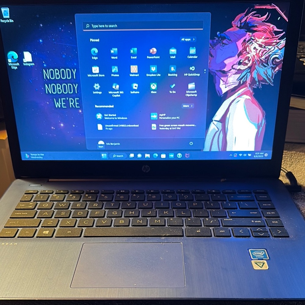 HP Blue Laptop with Slim Profile and Backlit Keyboard